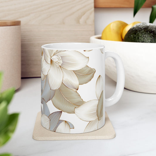 Floral Elegance Ceramic Mug - Personalized Coffee Tea Cup