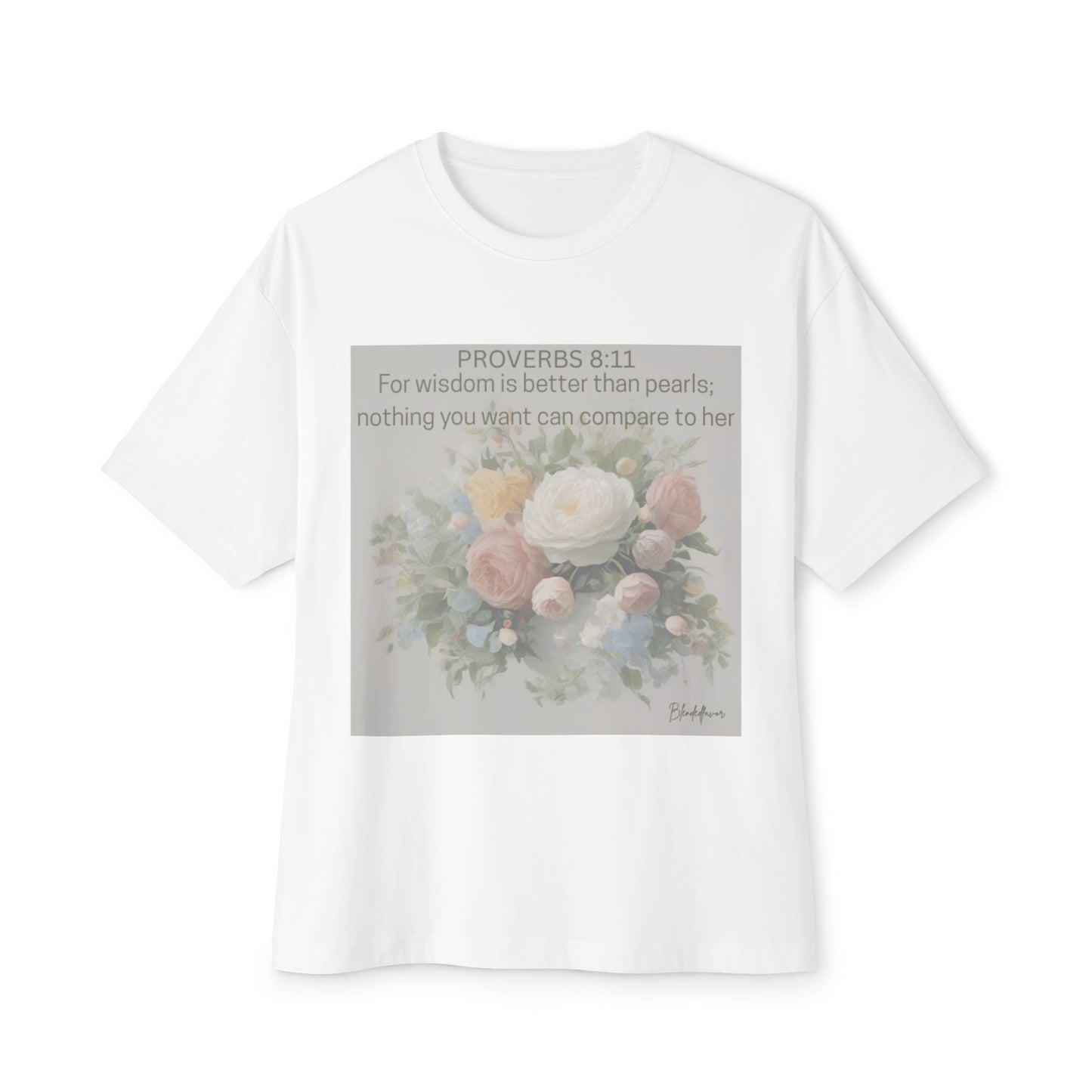 Inspirational Floral Unisex Oversized Tee - Proverbs 8:11