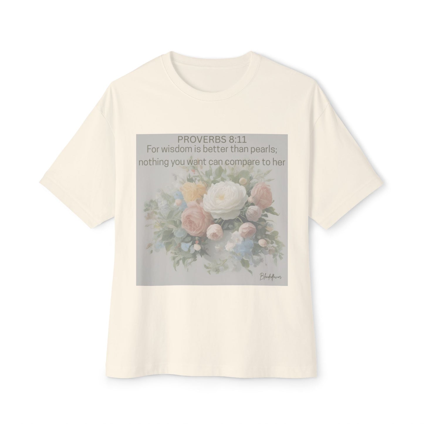 Inspirational Floral Unisex Oversized Tee - Proverbs 8:11