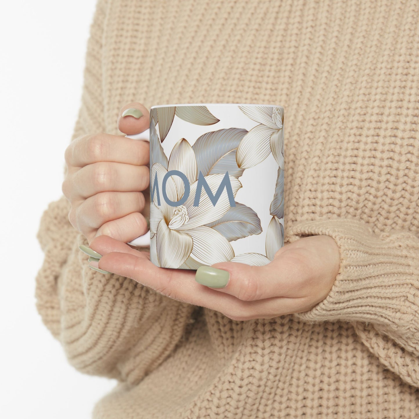 Floral Elegance Ceramic Mug - Personalized Coffee Tea Cup