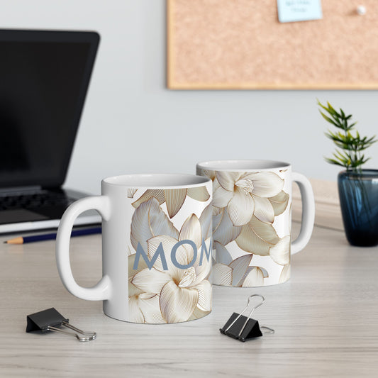 Floral Elegance Ceramic Mug - Personalized Coffee Tea Cup