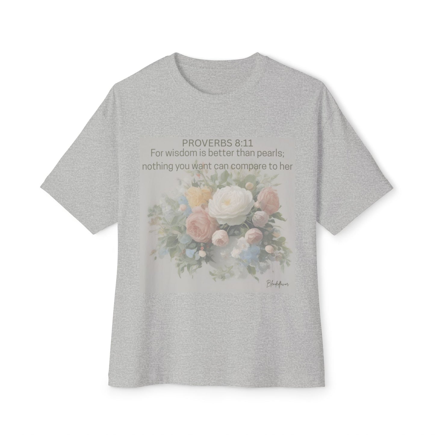 Inspirational Floral Unisex Oversized Tee - Proverbs 8:11