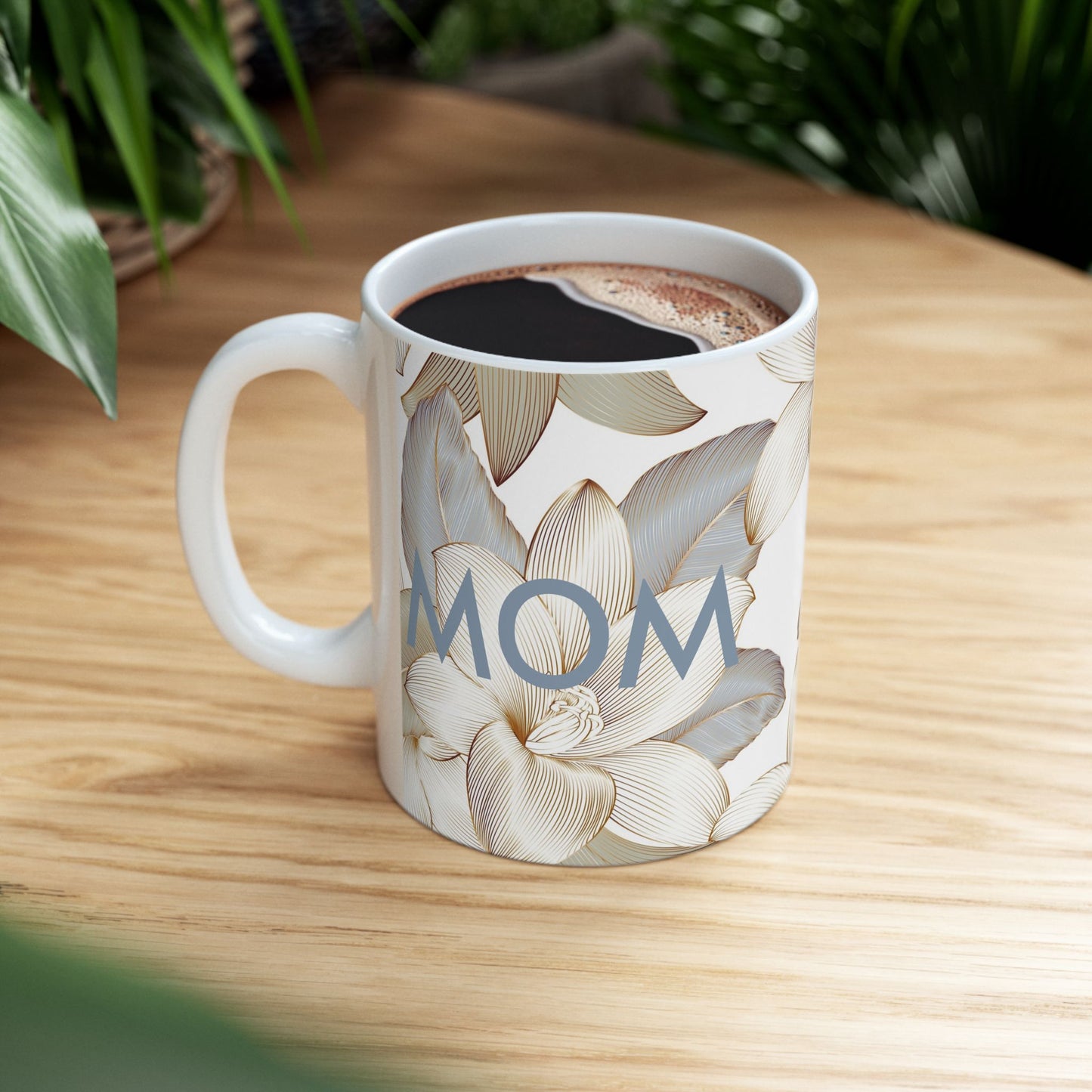 Floral Elegance Ceramic Mug - Personalized Coffee Tea Cup